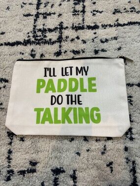 Graphic Canvas Pouch "I'll Let My Paddle Do The Talking" - White & Lime